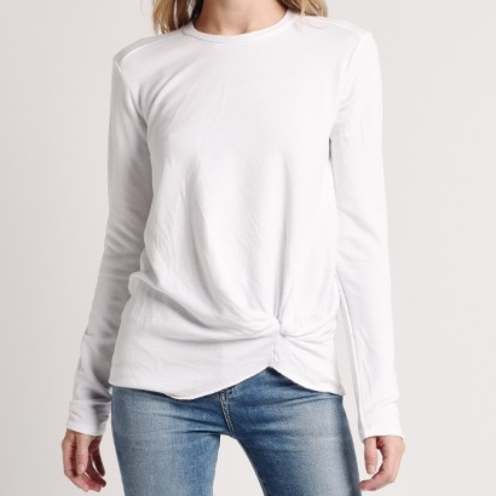 Stateside Front Twist White Fleece Sweater